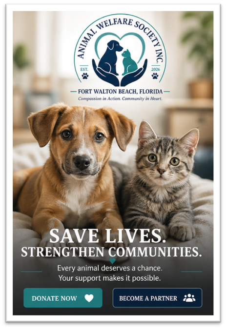 Animal Welfare Society Inc. โ Save Lives. Strengthen Communities. Fort Walton Beach, Florida.